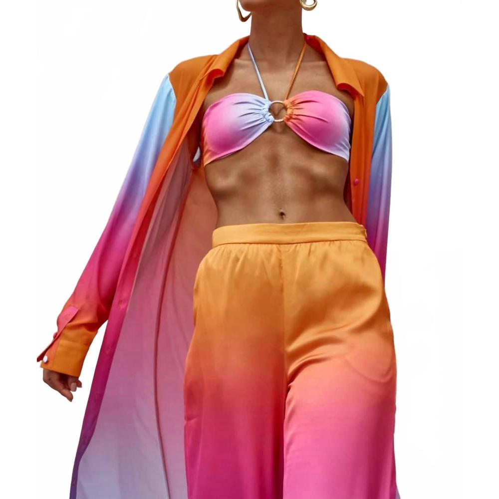 NEW LISA MARIE FERNANDEZ height of horizon bandeau top in orange ombre